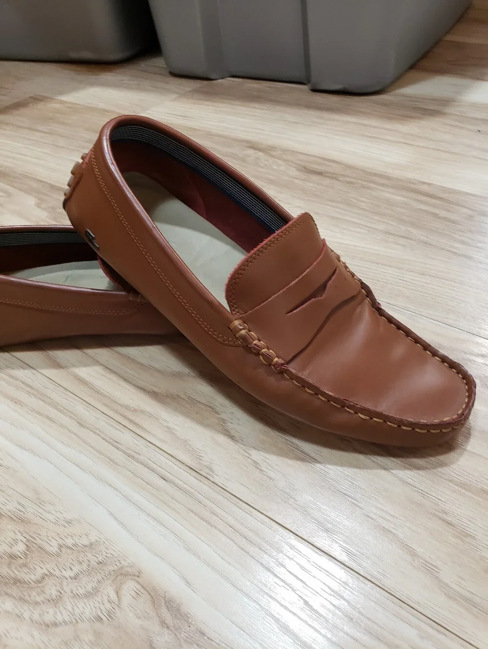 Lacoste Concours Driving Loafer Men 9 Crocodile Logo Emblem On Side Tan
